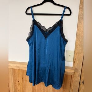 Torrid Blue and Black Lace Trim Cami Top